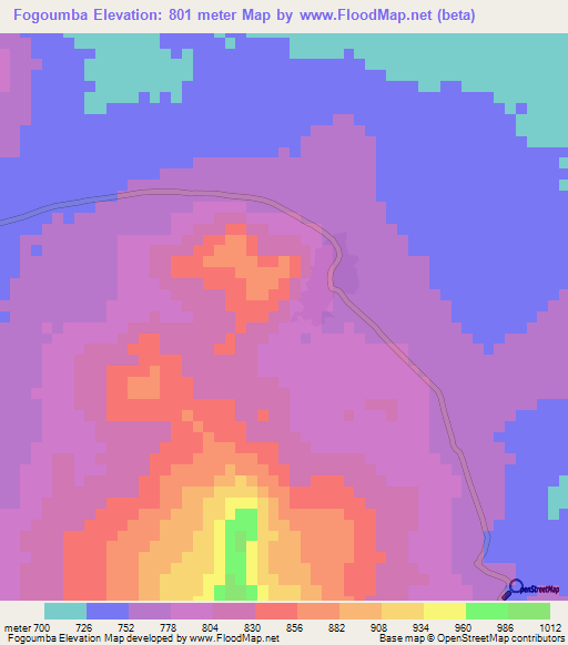 Fogoumba,Guinea Elevation Map