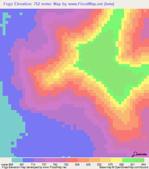 Fogo,Guinea Elevation Map