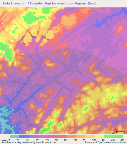 Fofo,Guinea Elevation Map