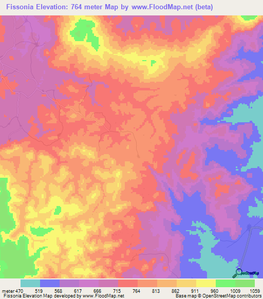 Fissonia,Guinea Elevation Map