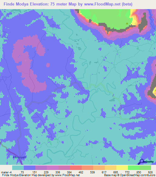 Finde Modya,Guinea Elevation Map