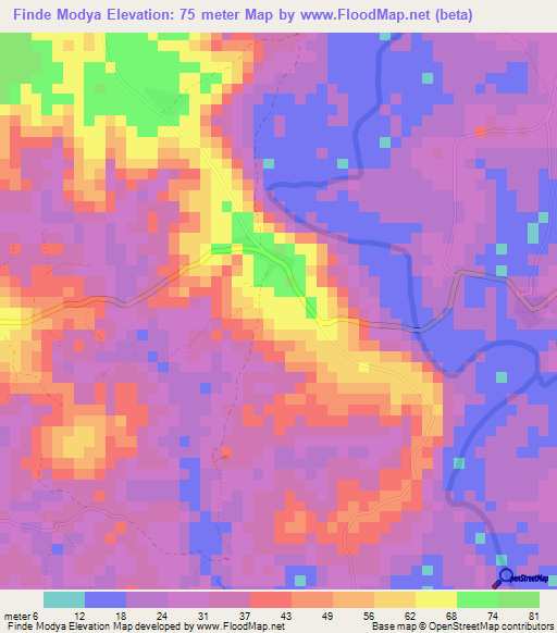 Finde Modya,Guinea Elevation Map