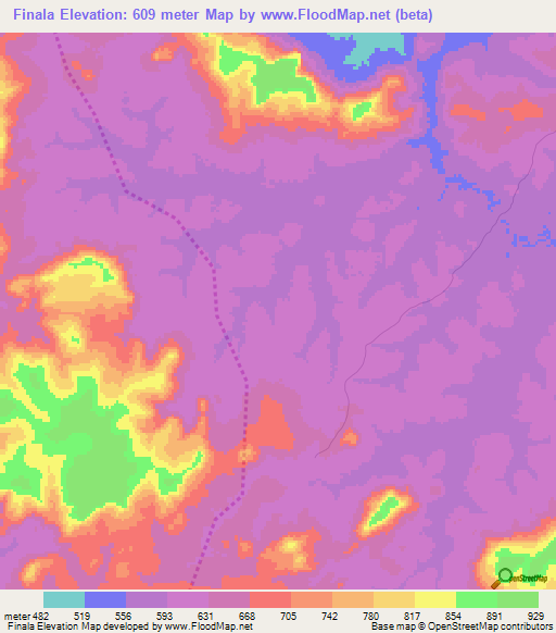 Finala,Guinea Elevation Map