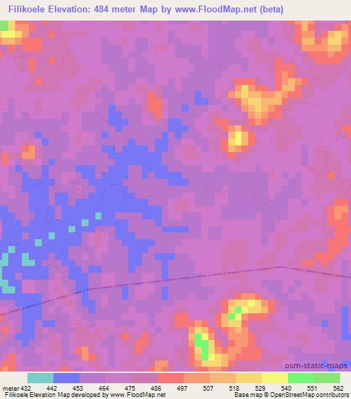 Filikoele,Guinea Elevation Map