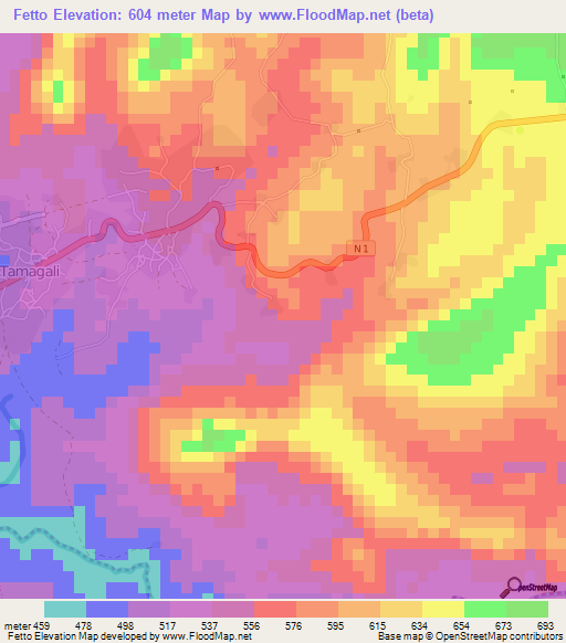 Fetto,Guinea Elevation Map