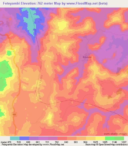 Feteyambi,Guinea Elevation Map