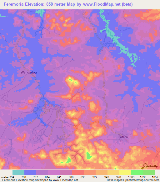 Feremoria,Guinea Elevation Map