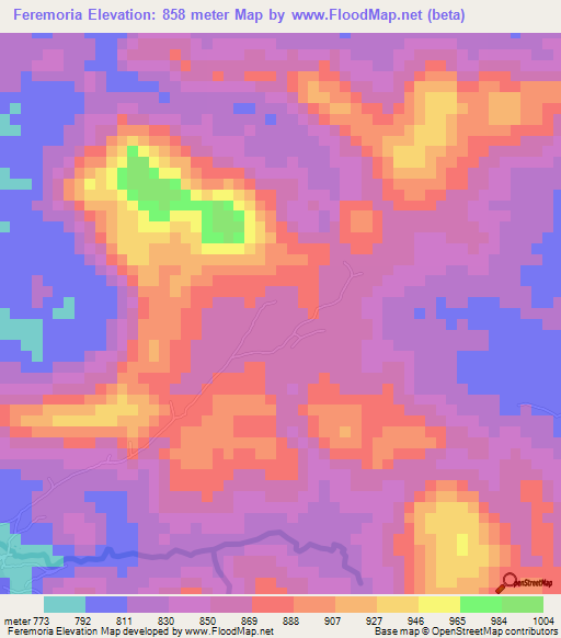 Feremoria,Guinea Elevation Map