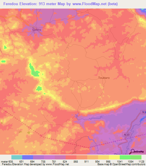 Feredou,Guinea Elevation Map