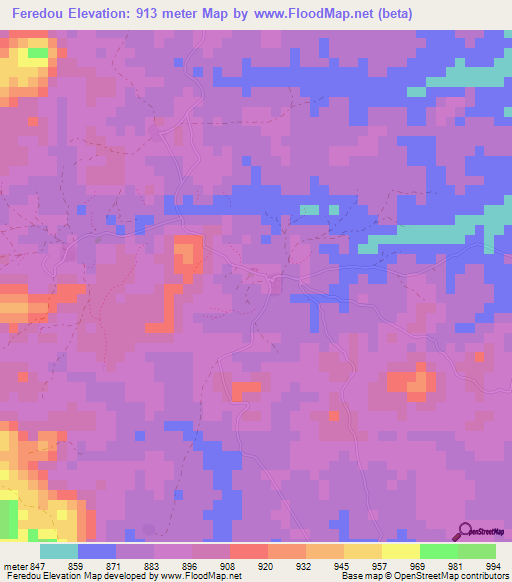 Feredou,Guinea Elevation Map