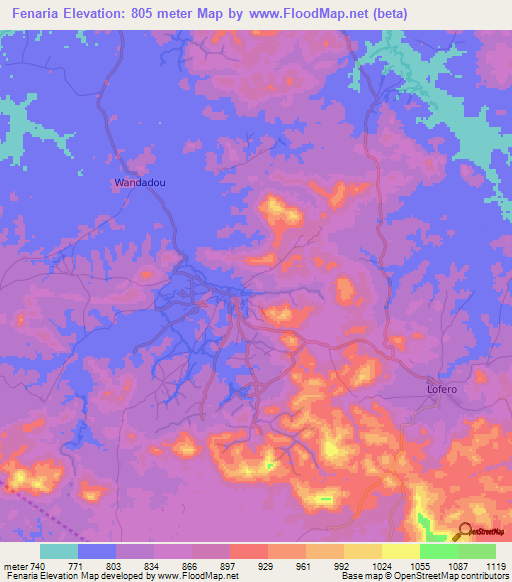 Fenaria,Guinea Elevation Map