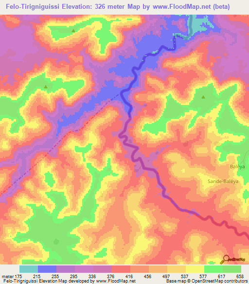 Felo-Tirigniguissi,Guinea Elevation Map