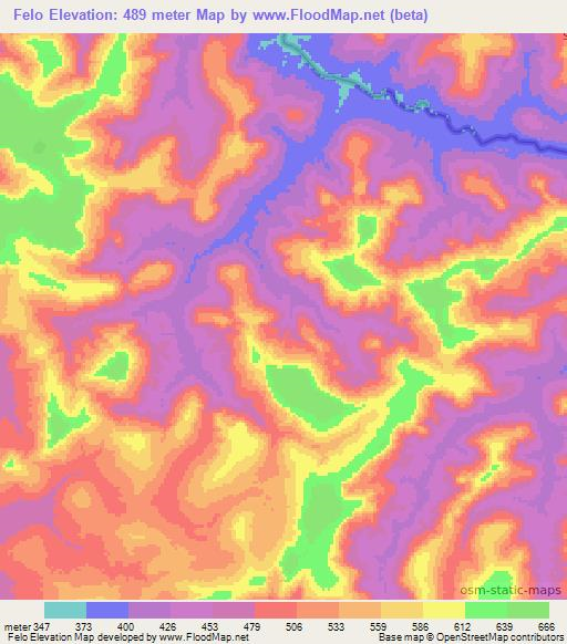 Felo,Guinea Elevation Map