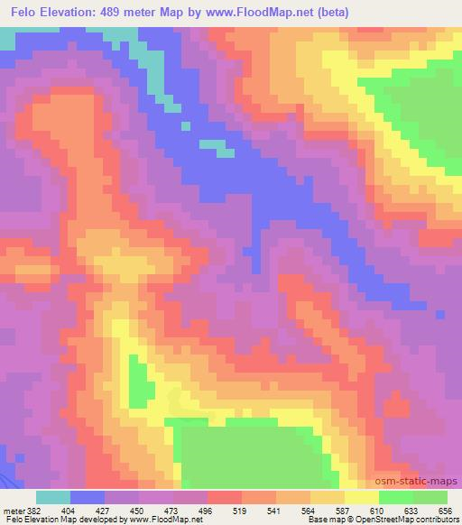 Felo,Guinea Elevation Map