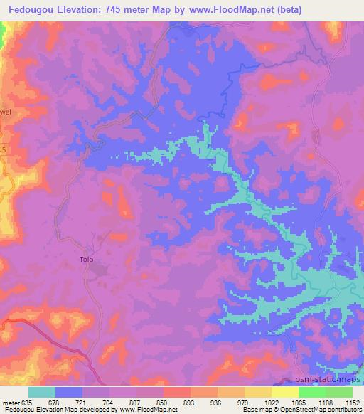 Fedougou,Guinea Elevation Map