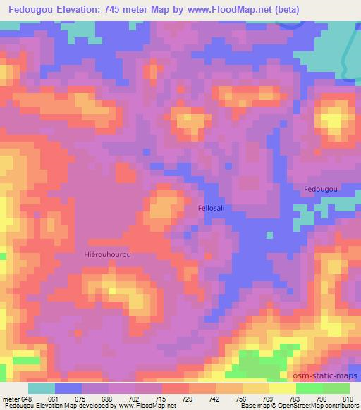 Fedougou,Guinea Elevation Map