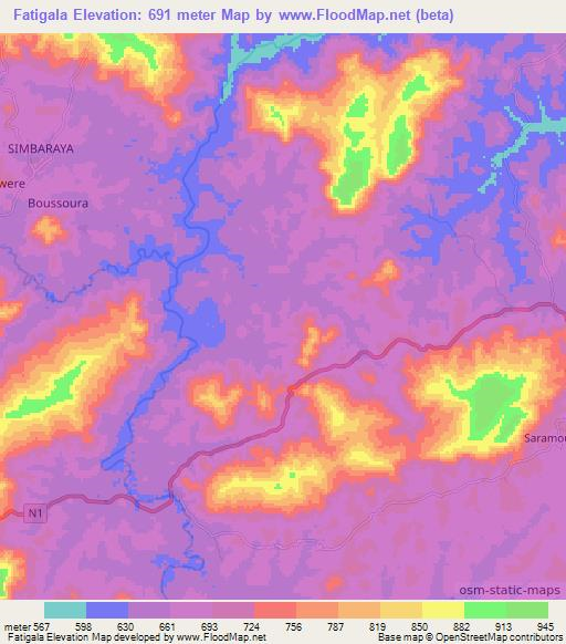 Fatigala,Guinea Elevation Map