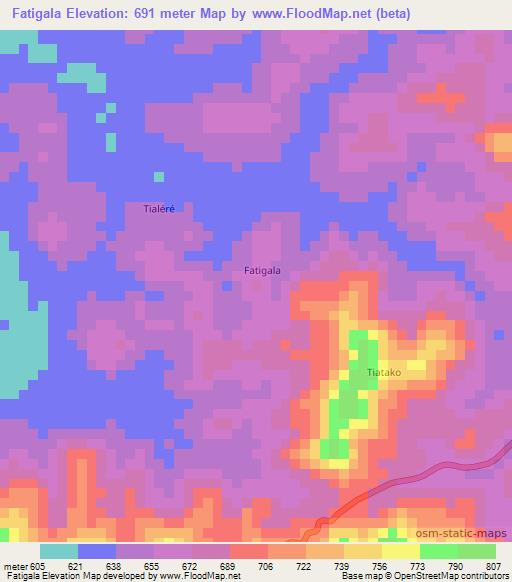 Fatigala,Guinea Elevation Map