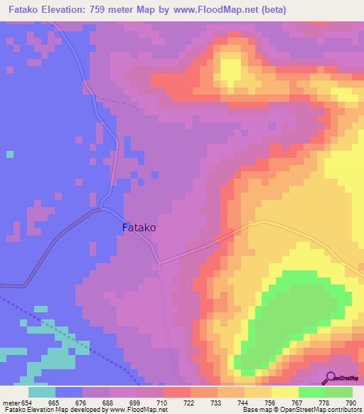 Fatako,Guinea Elevation Map