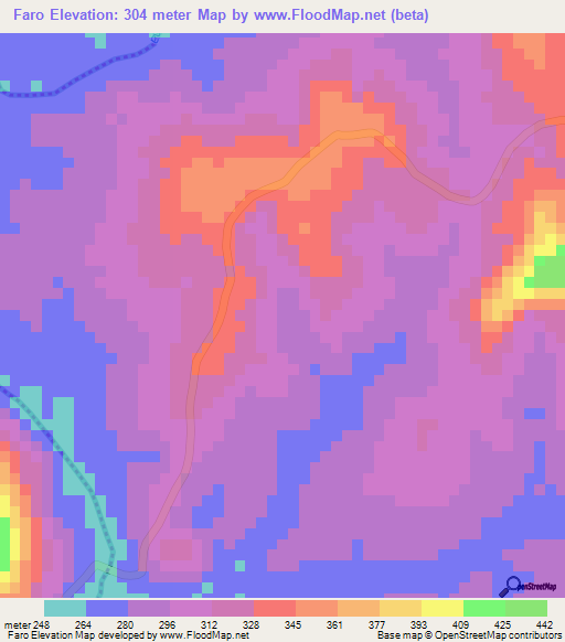 Faro,Guinea Elevation Map