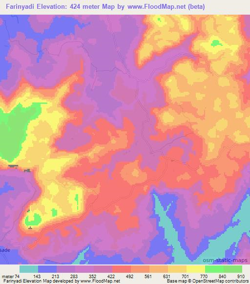 Farinyadi,Guinea Elevation Map