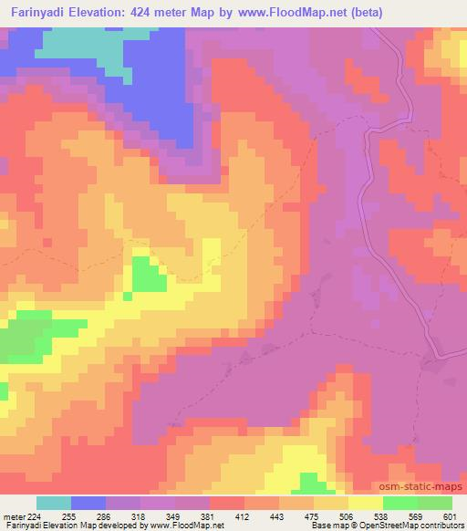 Farinyadi,Guinea Elevation Map