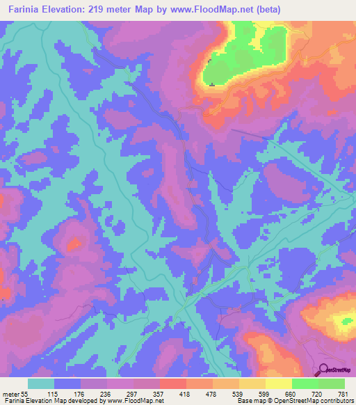 Farinia,Guinea Elevation Map