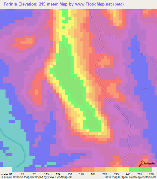 Farinia,Guinea Elevation Map