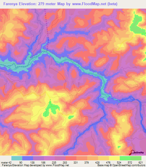 Farenya,Guinea Elevation Map