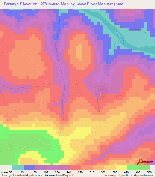 Farenya,Guinea Elevation Map