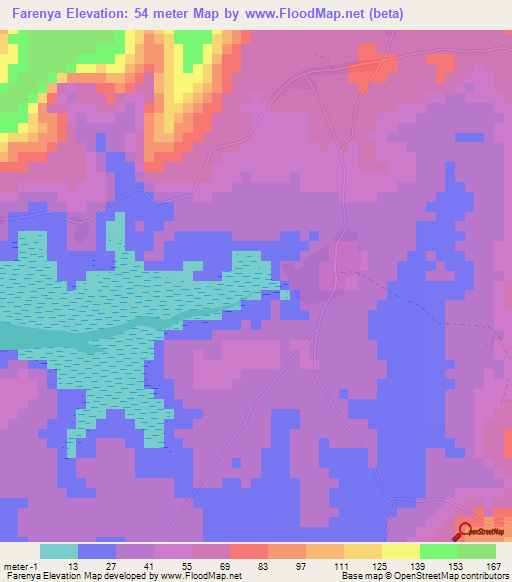 Farenya,Guinea Elevation Map