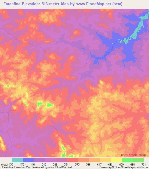 Faranfina,Guinea Elevation Map