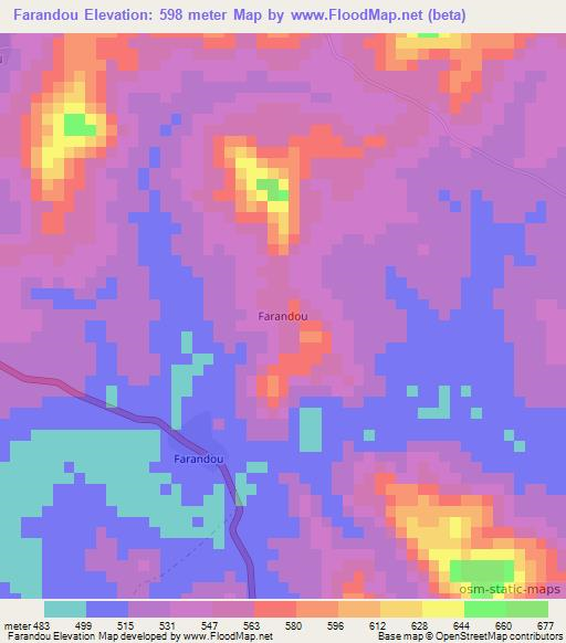 Farandou,Guinea Elevation Map