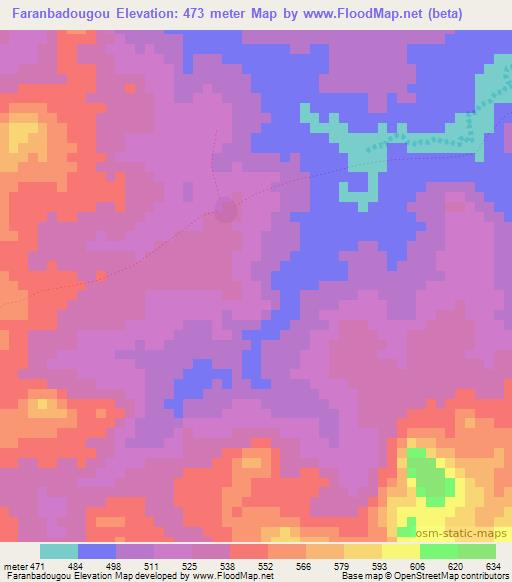 Faranbadougou,Guinea Elevation Map