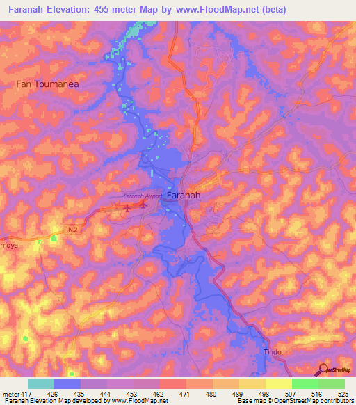 Faranah,Guinea Elevation Map