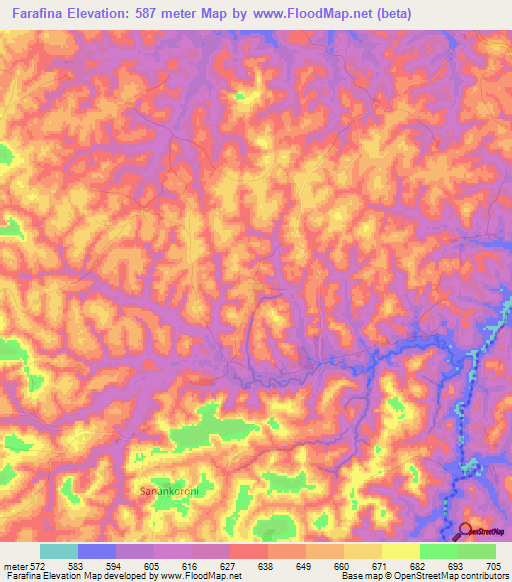 Farafina,Guinea Elevation Map