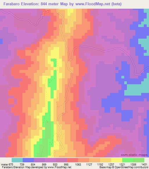 Farabaro,Guinea Elevation Map