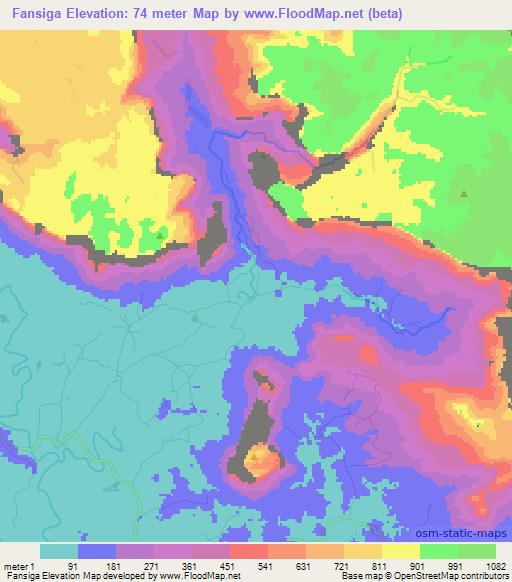 Fansiga,Guinea Elevation Map