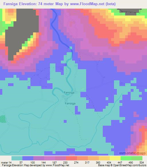 Fansiga,Guinea Elevation Map