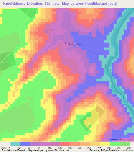 Fandiekhoure,Guinea Elevation Map