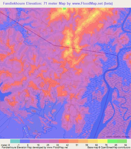 Fandiekhoure,Guinea Elevation Map