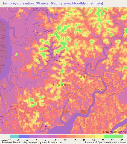 Famoreya,Guinea Elevation Map