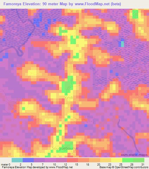 Famoreya,Guinea Elevation Map