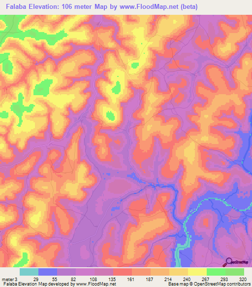 Falaba,Guinea Elevation Map