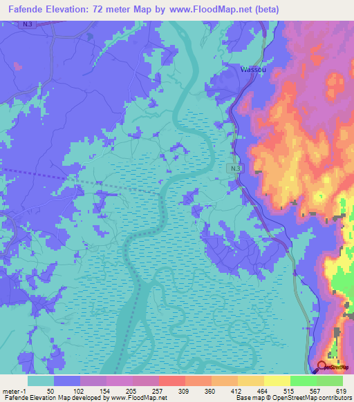 Fafende,Guinea Elevation Map