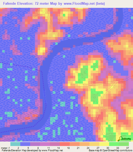 Fafende,Guinea Elevation Map