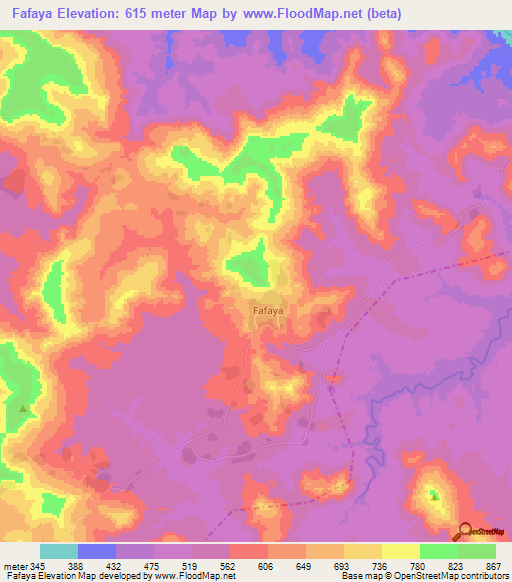 Fafaya,Guinea Elevation Map