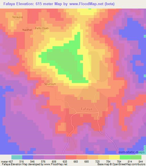 Fafaya,Guinea Elevation Map