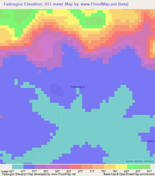 Fadougou,Guinea Elevation Map