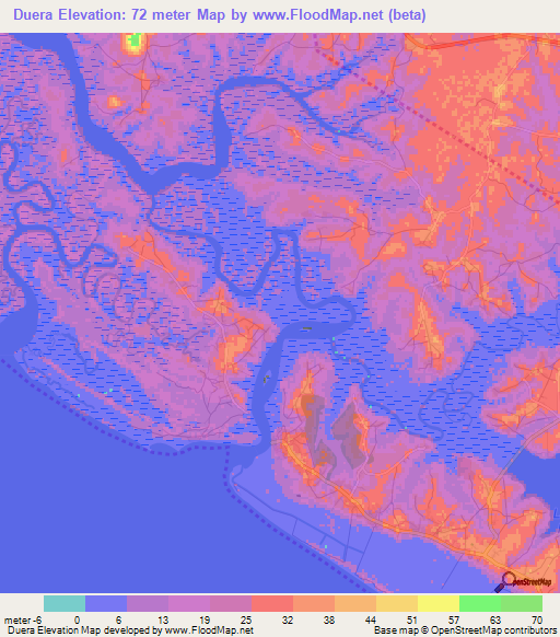 Duera,Guinea Elevation Map